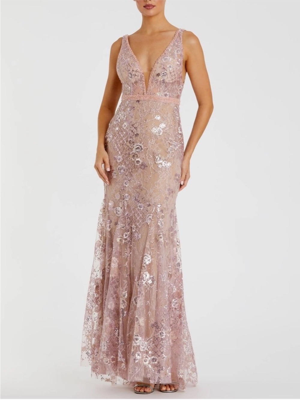 ✨NEW✨Mac Duggal 67481 Embellished
Floral Lace Pink Gown